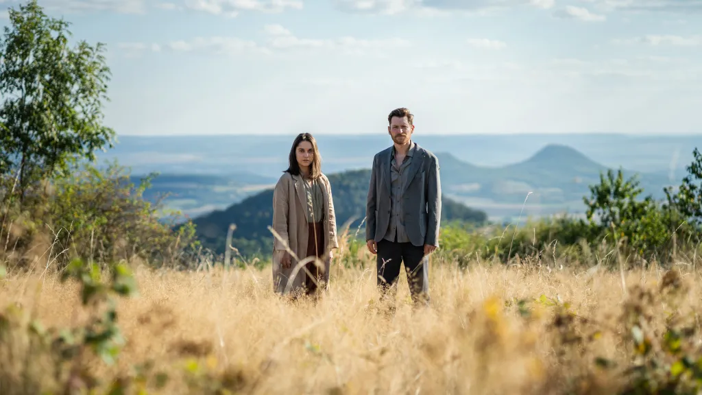 Judit Pecháček a David Švehlík při natáčení filmu Wirbel