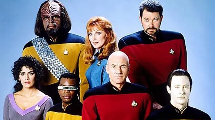 Posádka ze seriálu Star Trek pod vedením Picarda