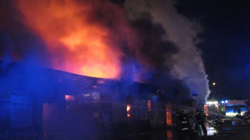 Požár tržnice v Olomoucké ulici v Brně