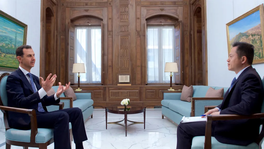 Bašár Asad v rozhovoru pro čínskou televizi