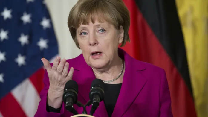 Angela Merkelová po jednání v Bílém domě