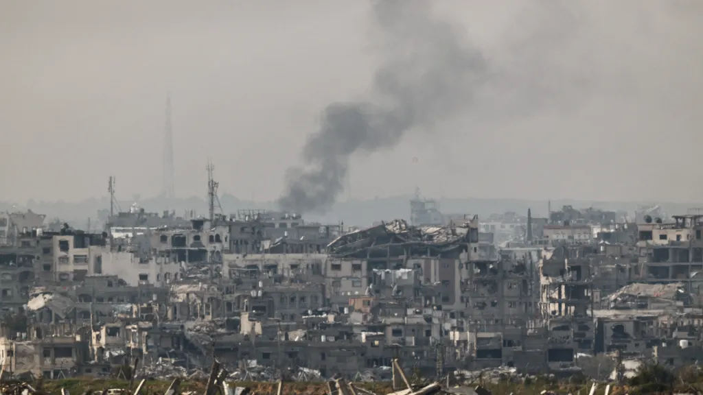 Pohled na zničenou Gazu z jižního Izraele, 21. ledna 2026