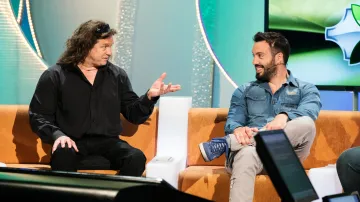 Jan Potměšil hostem pořadu Zázraky přírody, vedle sedí zpěvák Václav Noid Bárta (2009)