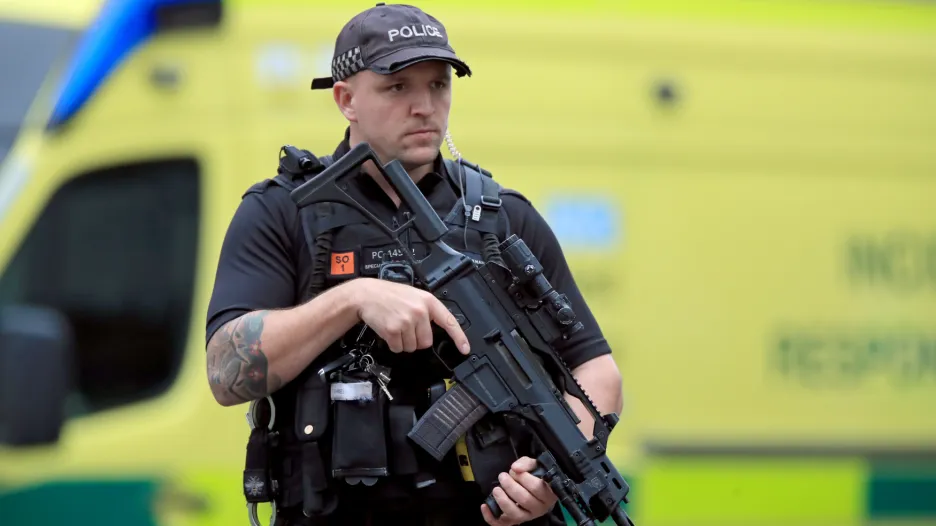Policie na místě útoku v Manchesteru