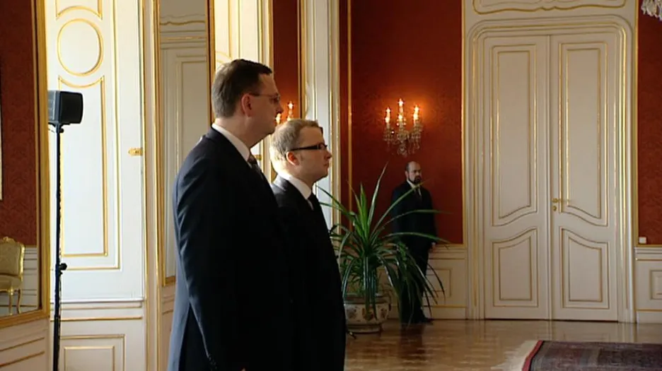 Premiér Petr Nečas a Tomáš Chalupa na Pražském hradě