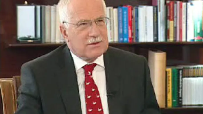 Prezident republiky Václav Klaus při rozhovoru pro Českou televizi