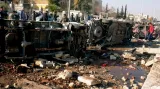 Následky výbuchu na univerzitě v Aleppu