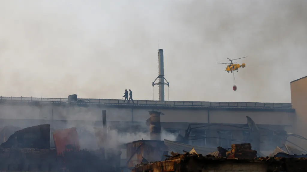 Následky dronového útoku v Kyjevě