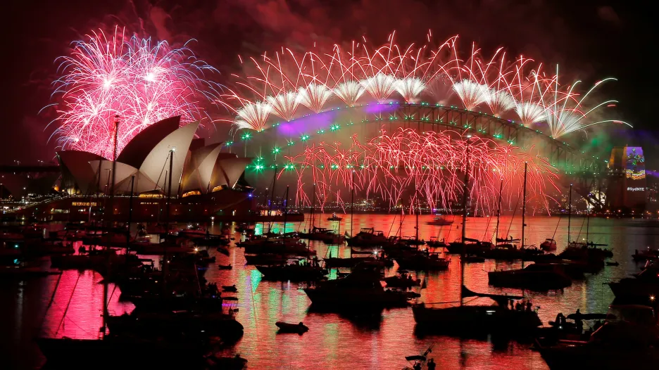 Ohňostroj v Sydney při oslavách roku 2017