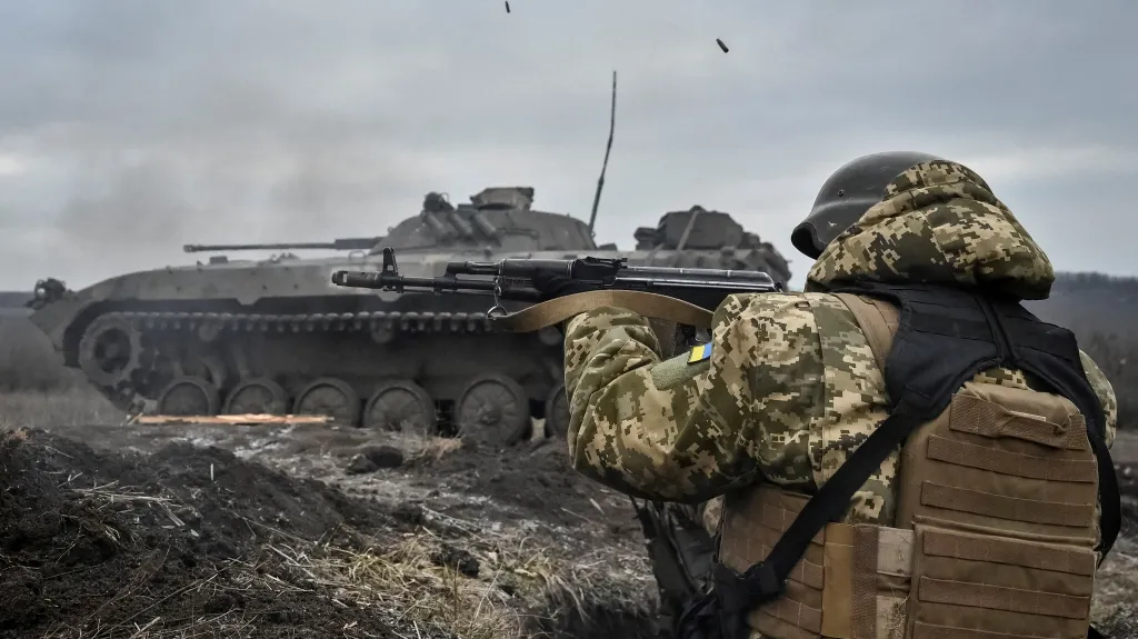 Cvičení ukrajinských sil v Záporožské oblasti