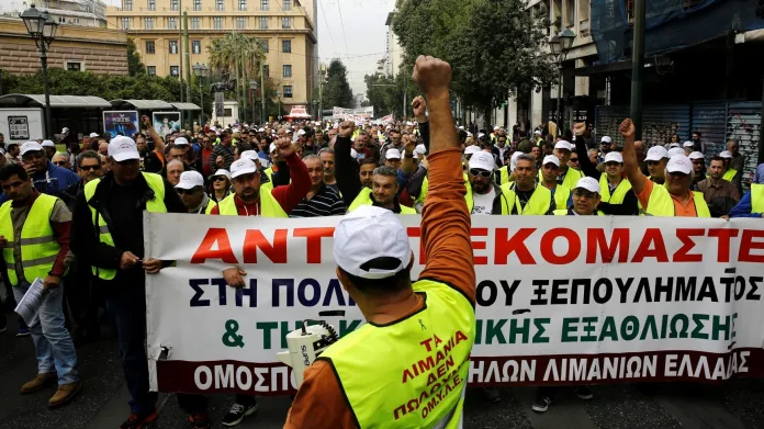 Protest kvůli prodeji přístavu v Řecku