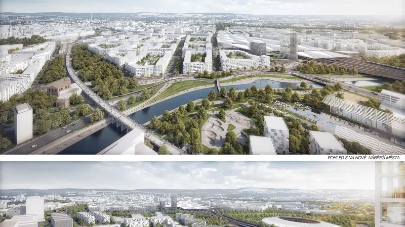 Územní studie jižního centra v Brně  - varianta řeka od společnosti  EA architekti