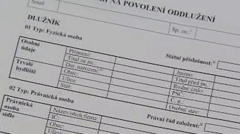 Formulář žádosti o osobní bankrot