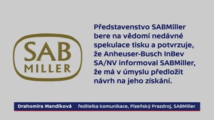 Prohlášení firmy SABMiller pro ČT