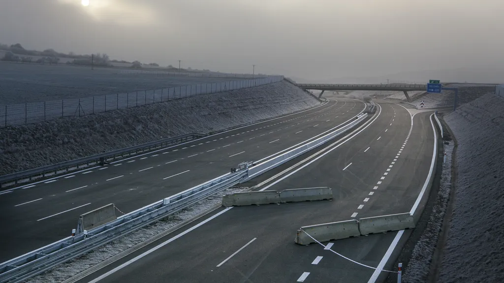 D8 na mimoúrovňové křižovatce u obce Bílinka