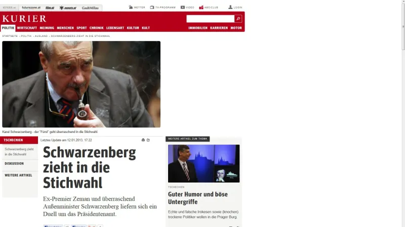 Kurier o české prezidentské volbě