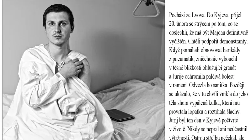 Zraněný demonstrant z Majdanu