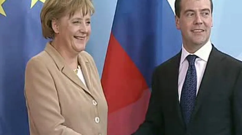 Angela Merkelová a Dmitrij Medveděv