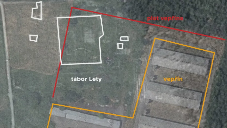 Lokalizace tábora v Letech