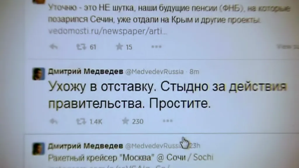 Medvěděvův twitterový účet napadli hackeři