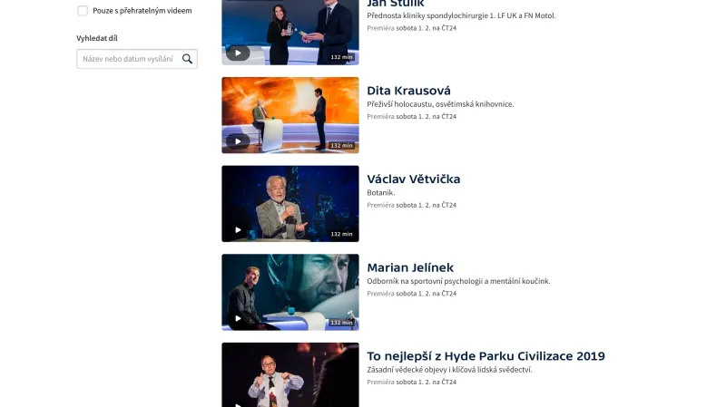 Stránka pořadu v novém iVysílání