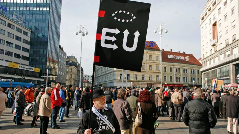 Chorvatský protest před referendem o vstupu do EU