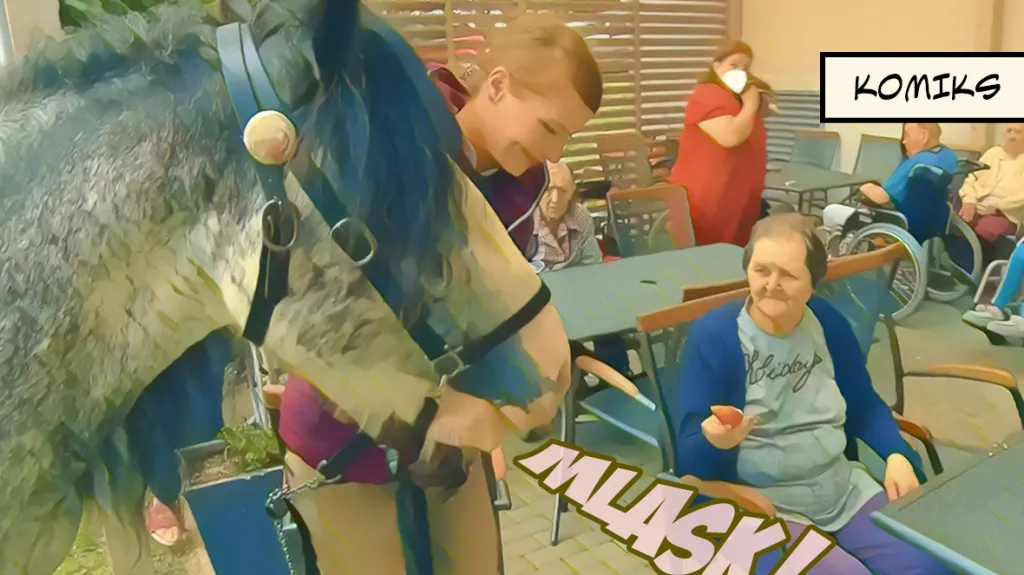 Kůň navštívil domov pro seniory, jel i výtahem