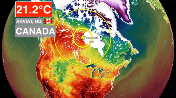Měsíční rekord v obvykle studeném kanadském Arviatu na břehu ledového Hudsonova zálivu byl překonán o 7 °C