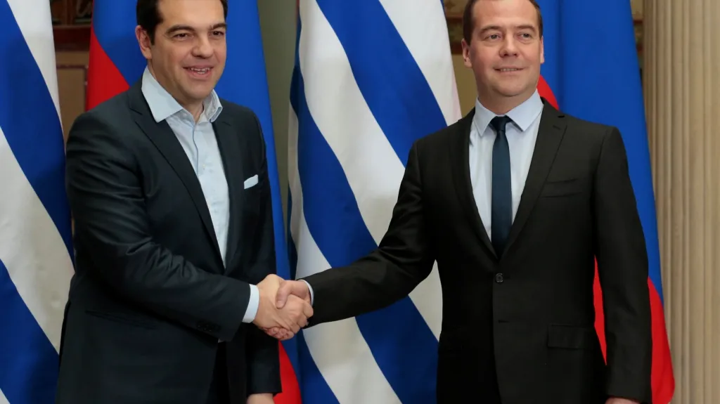 Alexis Tsipras a Dmitrij Medvěděv