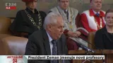 Prezident Miloš Zeman jmenoval nové profesory