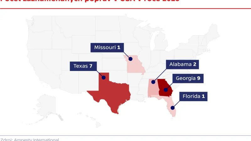 Počet zaznamenaných poprav v USA v roce 2016