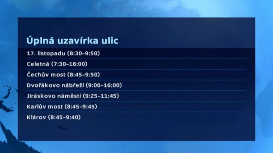 Ulice uzavřené v souvislosti s maratonem