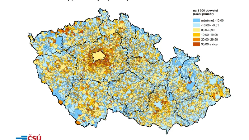 Přírůstek a úbytek obyvatelstva v letech 2011 až 2016