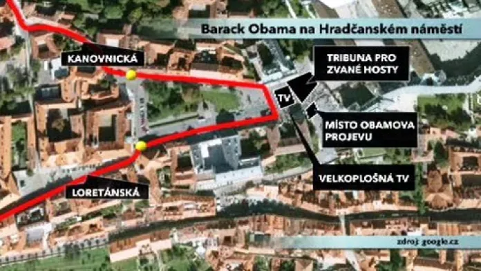 Mapa Hradčanského náměstí