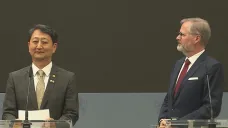 Tisková konference premiéra Fialy po jednání s An Tuk-kunem