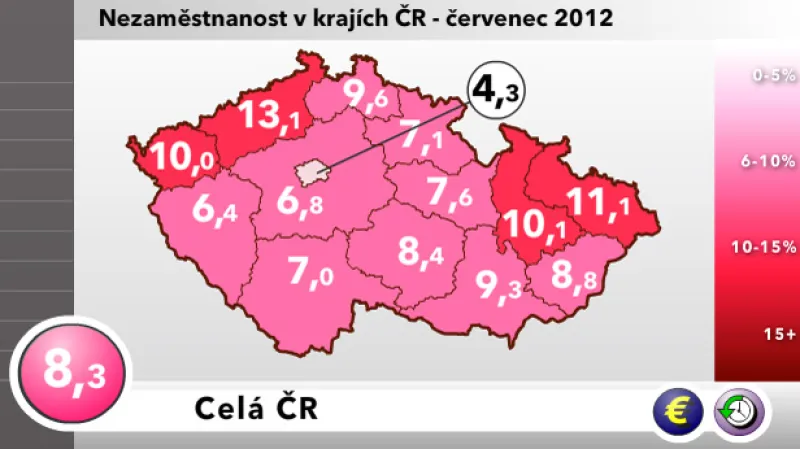 Nezaměstnanost v krajích ČR
