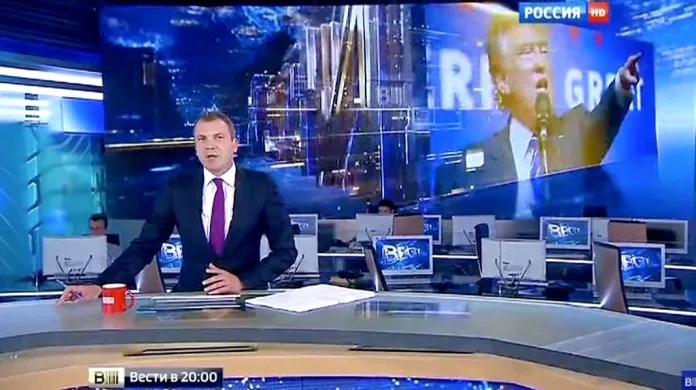 Ruská televize informuje o Trumpovi