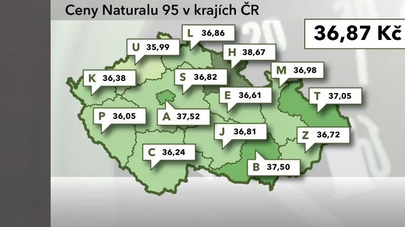Ceny Naturalu 95 v ČR k 29. červenci 2012
