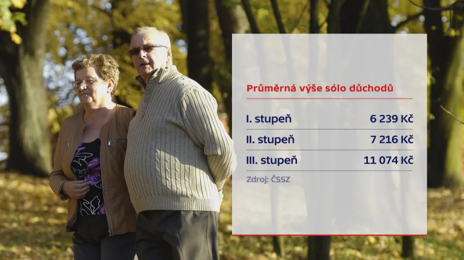 Důchody podle stupně invalidity