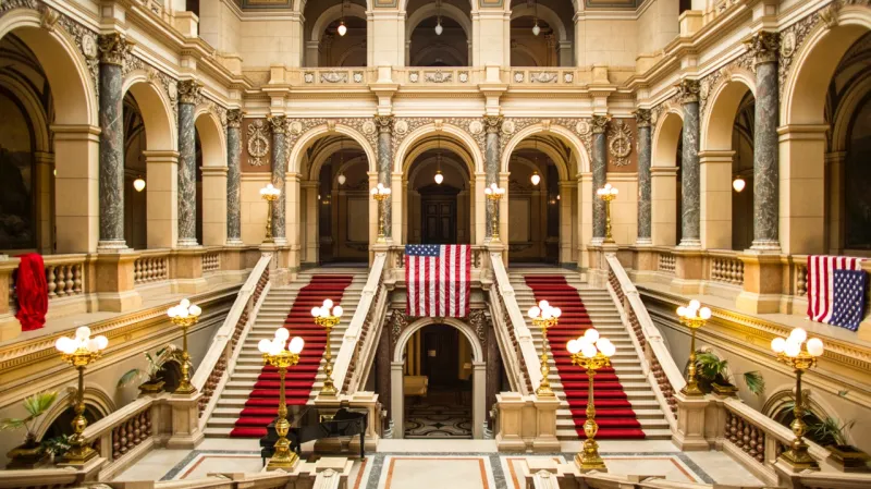 Hala Národního muzea se pro potřeby filmařů proměnila ve wilsonovskou operu