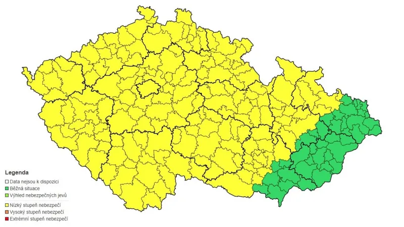 Výstraha ČHMÚ před silným větrem vydaná 23. ledna