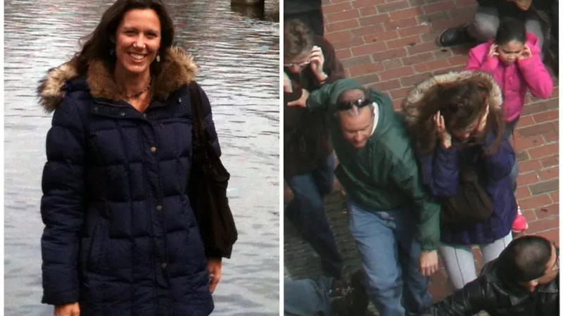 Amy Bertiová (vpravo, bezprostředně po bostonské tragédii)