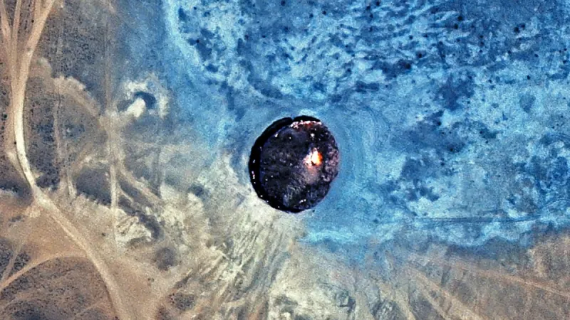 Satelitní snímek kráteru Darvaza