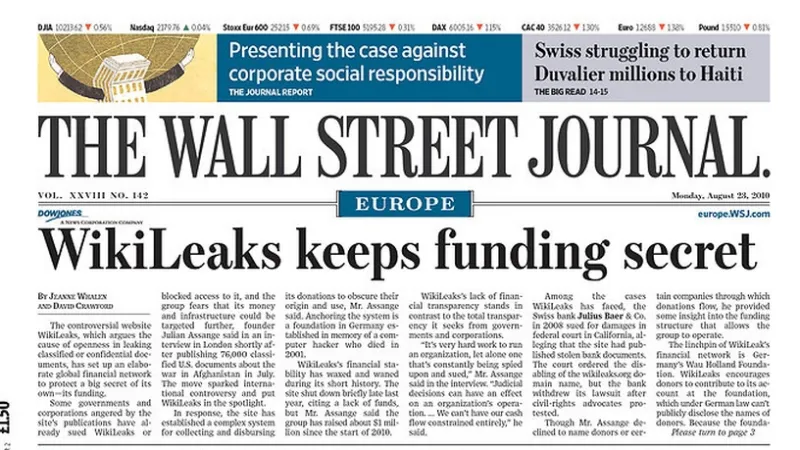 WSJ o financování WikiLeaks