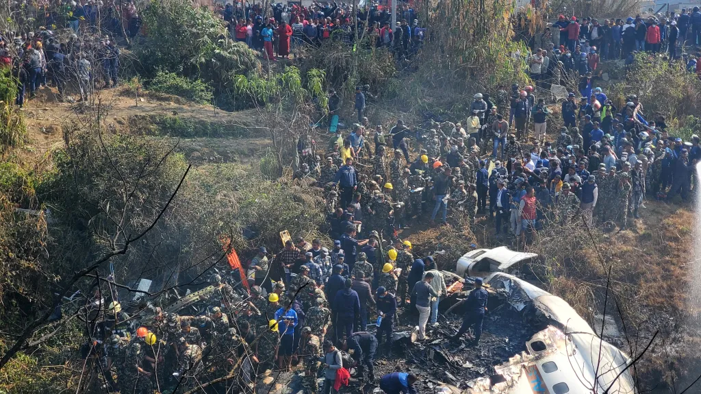 Místo havárie letadla v Nepálu