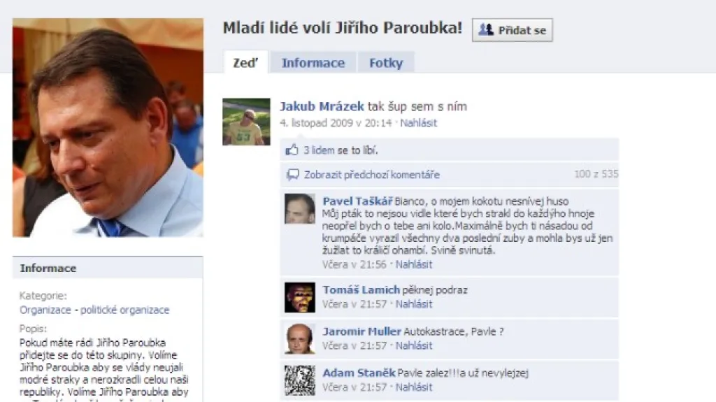 Paroubkova kvaziskupina na Facebooku