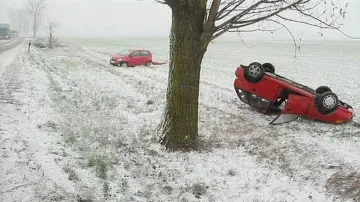 Zimní počasí způsobilo řadu dopravních nehod