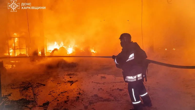 Důsledky ruského dronového útoku v Charkovské oblasti