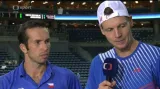 Tomáš Berdych a Radek Štěpánek po postupu do finále Davisova poháru
