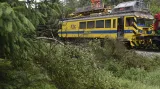 Pracovníci SŽDC opravují trakční vedení po bouři u Jihlávky na Jihlavsku